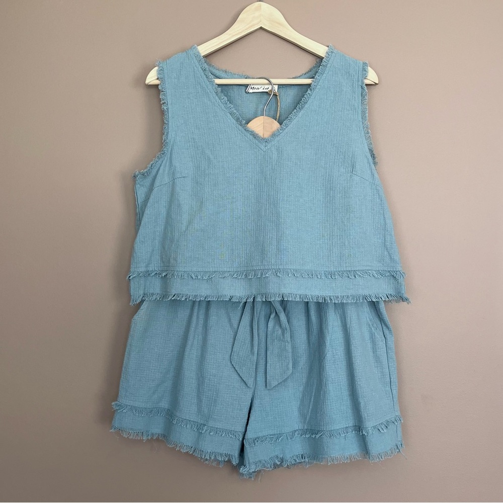 {New In} Cotton Tank & Shorts Set in Blue - Womens Large - NWT